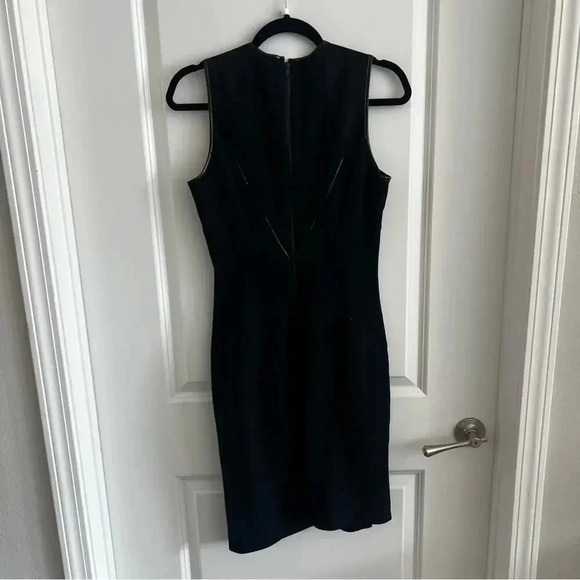 B99 Helmut Lang Leather Leather Trim Dress Size 6 - Picture 5 of 6